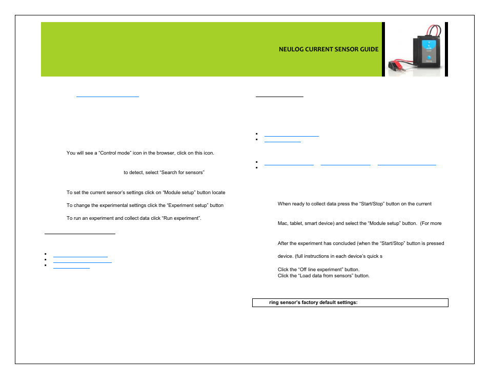 Neulog current sensor guide | Carolina NeuLog Current User Manual | Page 2 / 4