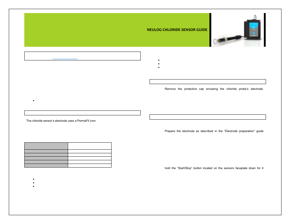 Carolina NeuLog Chloride Ion-Selective User Manual | 5 pages