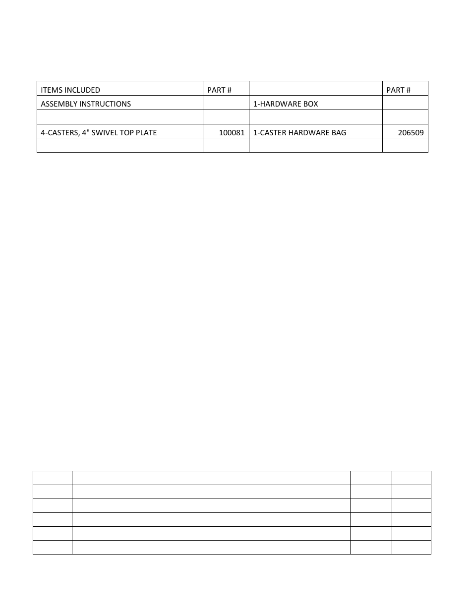 Assembly components | Carolina 4101K MOBILE DESK User Manual | Page 3 / 5