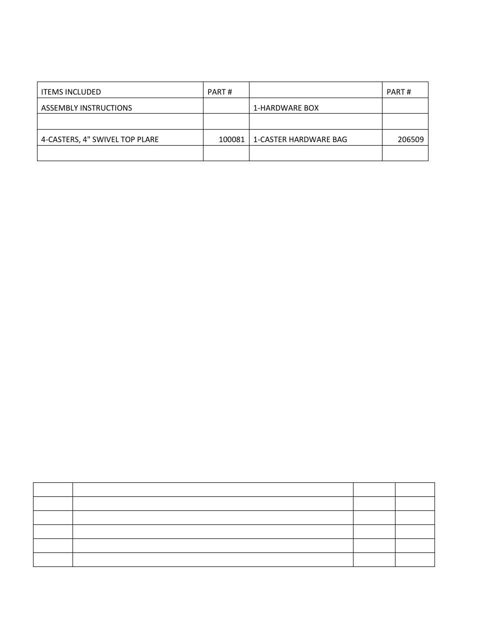 Assembly components | Carolina 5301K MOBILE DESK User Manual | Page 3 / 5