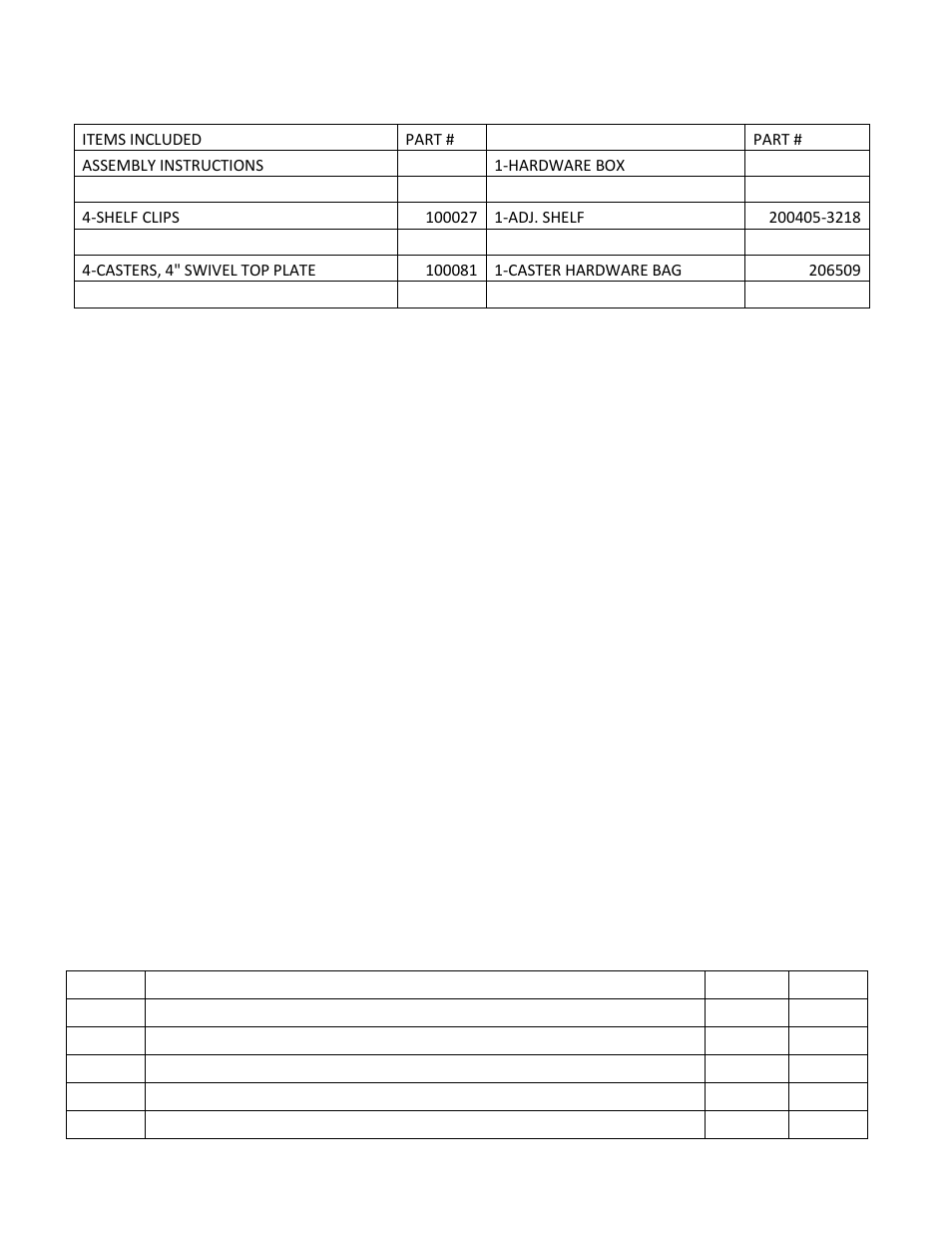 Assembly components | Carolina 4401K-4402K MOBILE DESK User Manual | Page 3 / 5