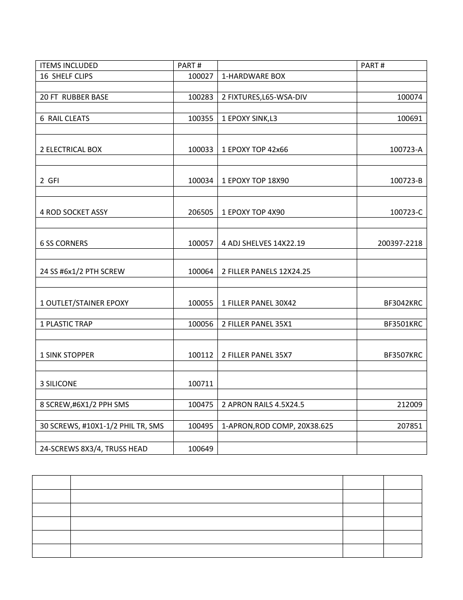 Assembly components | Carolina 2816K PERIMETER WORKSTATION User Manual | Page 3 / 9