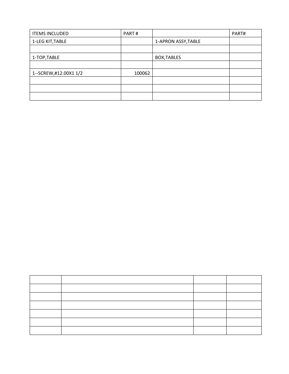 Assembly components | Carolina ADJUSTABLE HEIGHT TABLES User Manual | Page 3 / 5