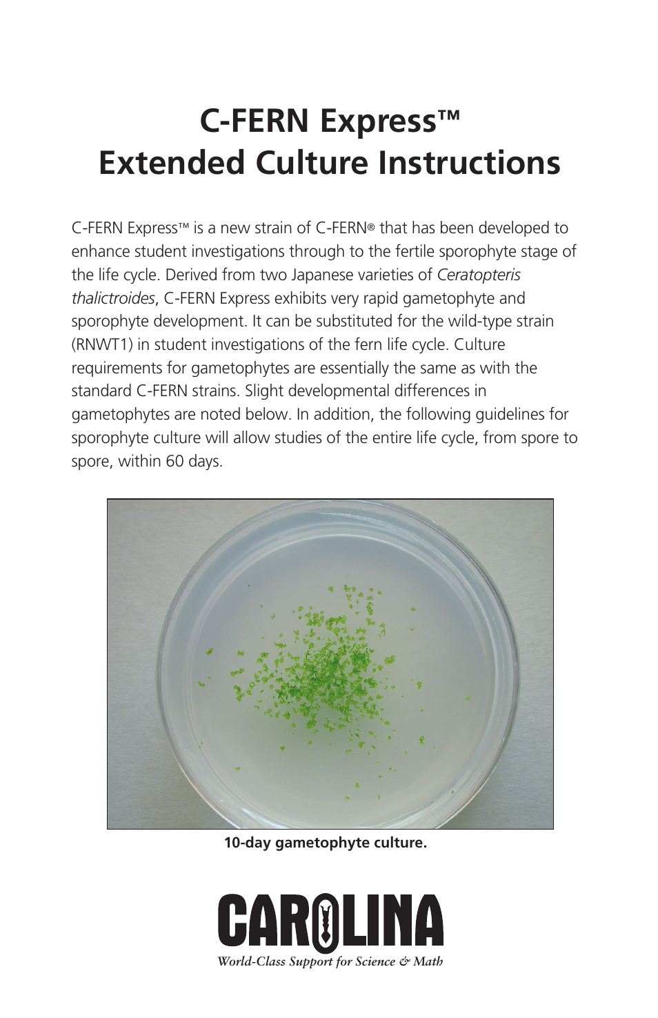 Carolina C-FERN Express Extended Culture User Manual | 4 pages