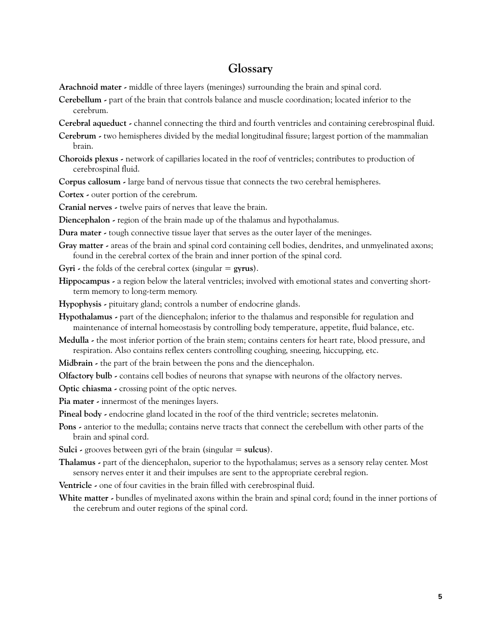 Glossary | Carolina Mammal Brain Dissection Guide User Manual | Page 5 / 7