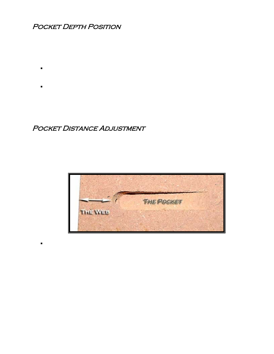 Pocket depth position, Pocket distance adjustment | Castle TSM-21 Serial 61064 and lower (Mead) Operator Manual User Manual | Page 11 / 36