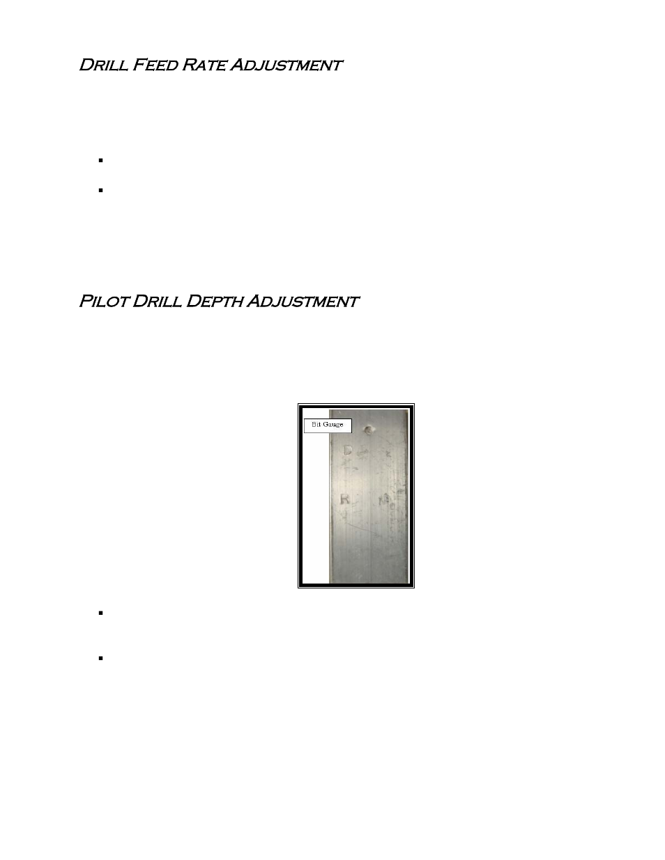 Drill feed rate adjustment, Pilot drill depth adjustment | Castle TSM-21 Serial 61064 and lower (Mead) Operator Manual User Manual | Page 9 / 36