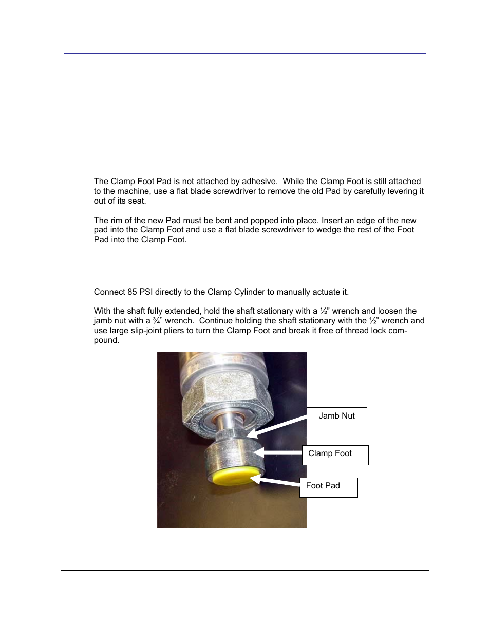 5 procedures, 1 clamp foot pad or cylinder replacement 21.01, 1 to replace the clamp foot pad | 2 to replace the clamp foot or clamp cylinder, Procedures, Lamp, Ad or, Ylinder, Eplacement | Castle TSM-21 Diagnostic Manual User Manual | Page 16 / 63