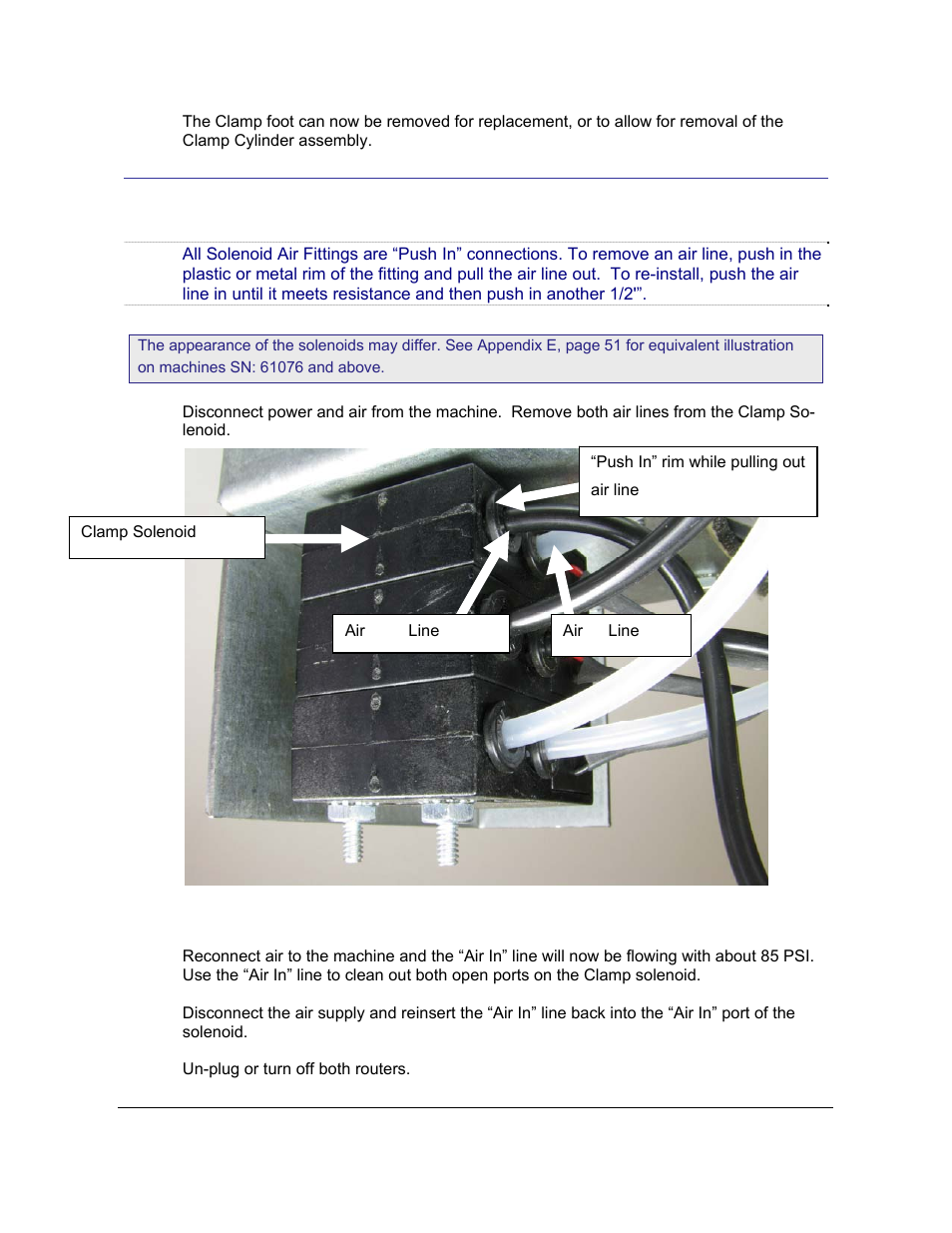2 unclogging the clamp solenoid 21.10, Nclogging the, Lamp | Olenoid | Castle TSM-21 Diagnostic Manual User Manual | Page 17 / 63