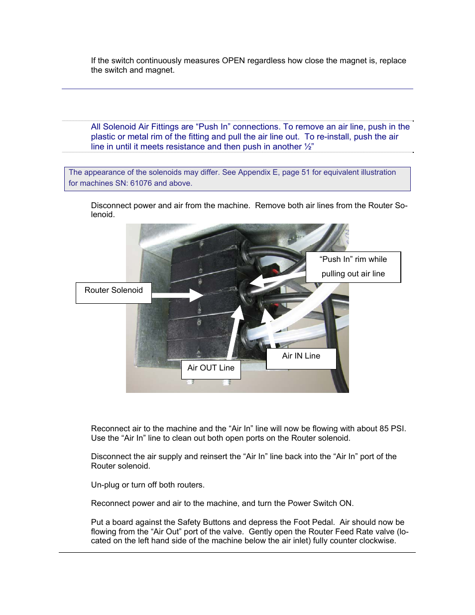 10 unclogging the router solenoid 21.30, Nclogging the, Outer | Olenoid | Castle TSM-21 Diagnostic Manual User Manual | Page 29 / 63