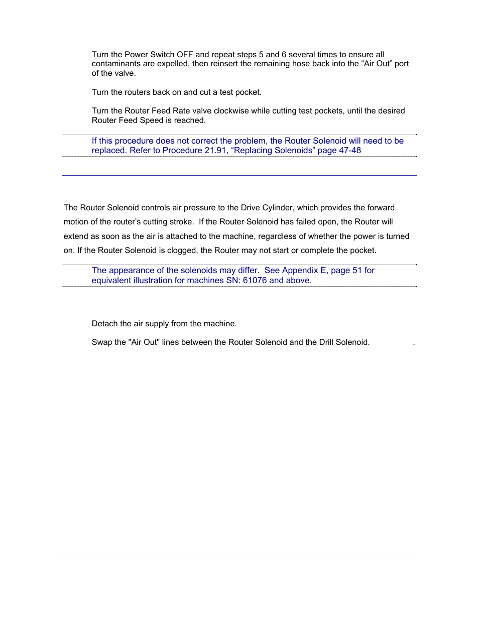 11 router check solenoid 21.31, 1 troubleshooting steps, Outer | Heck, Olenoid | Castle TSM-21 Diagnostic Manual User Manual | Page 30 / 63