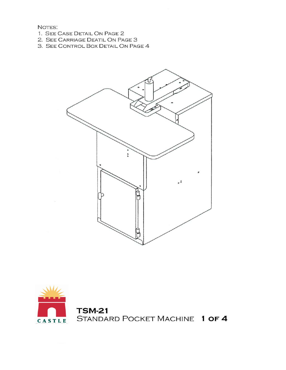 1 of 4 | Castle TSM-21 Serial 61064 and lower Assembly Drawing & Parts User Manual | Page 2 / 9