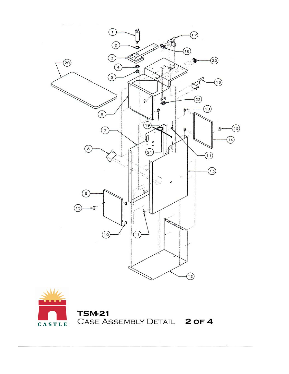 2 of 4 | Castle TSM-21 Serial 61064 and lower Assembly Drawing & Parts User Manual | Page 3 / 9