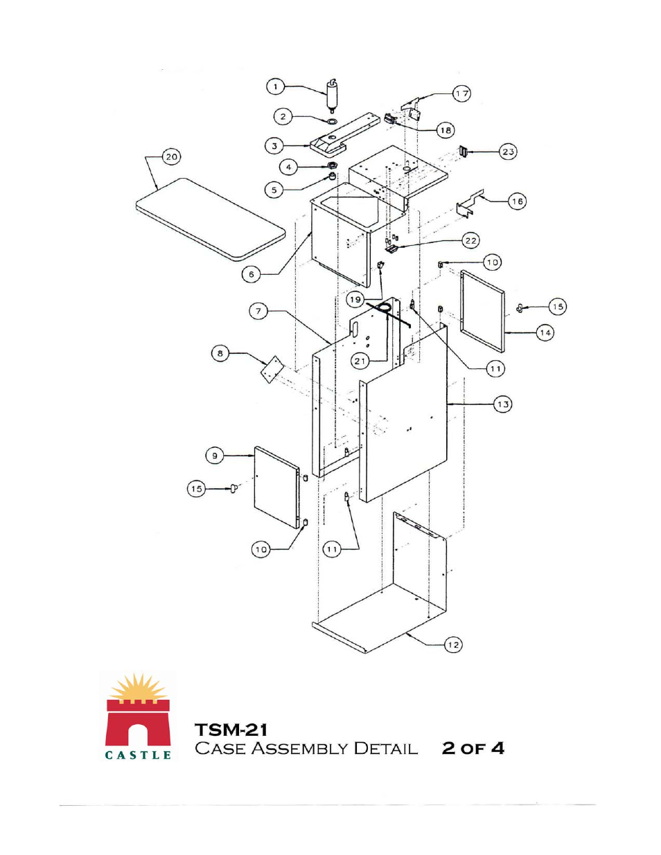 2 of 4 | Castle TSM-21 Serial 62481 to 64233 Assembly Drawing & Parts User Manual | Page 3 / 9