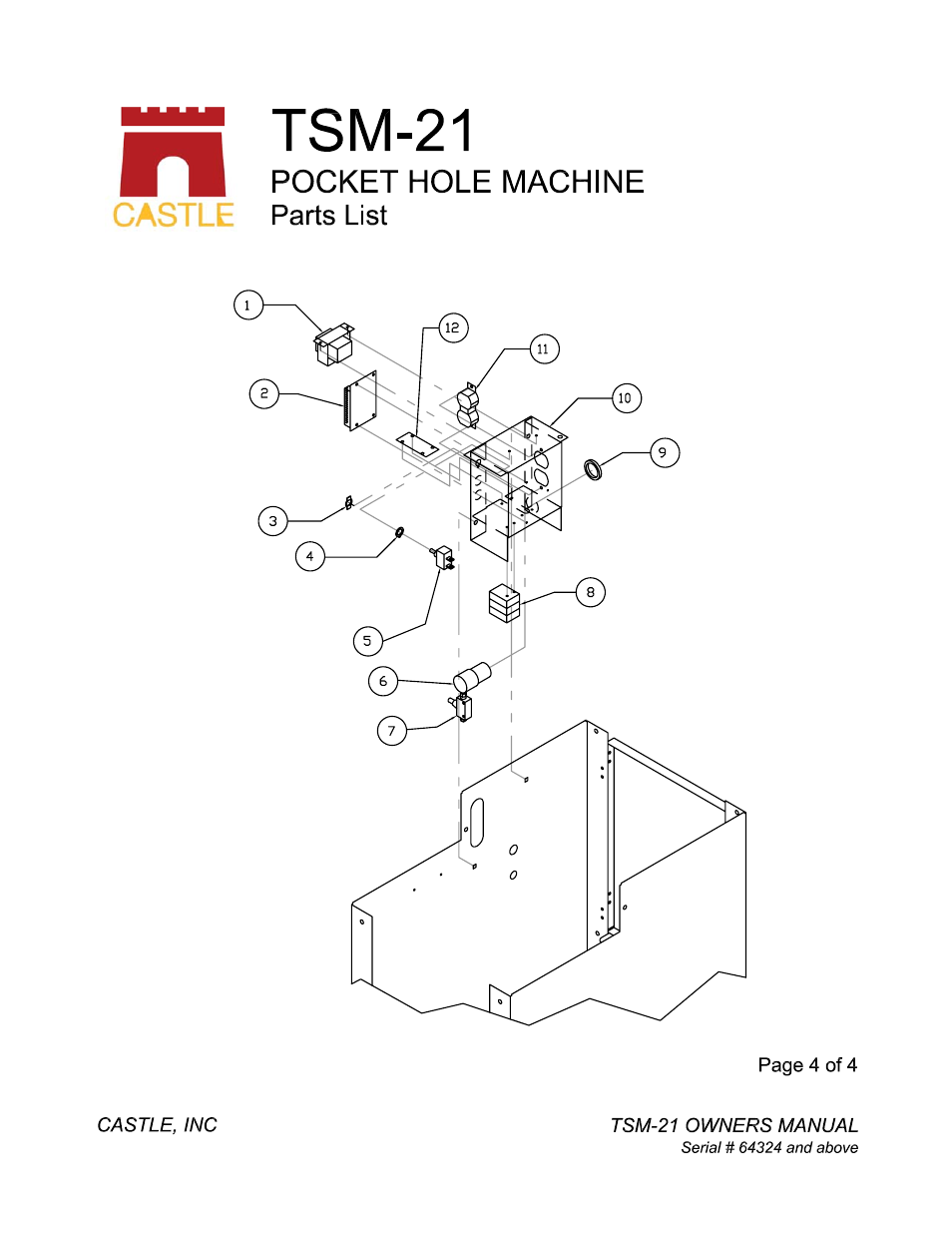 Castle TSM-21 Serial 64234 and above Assembly Drawing & Parts User Manual | Page 7 / 8