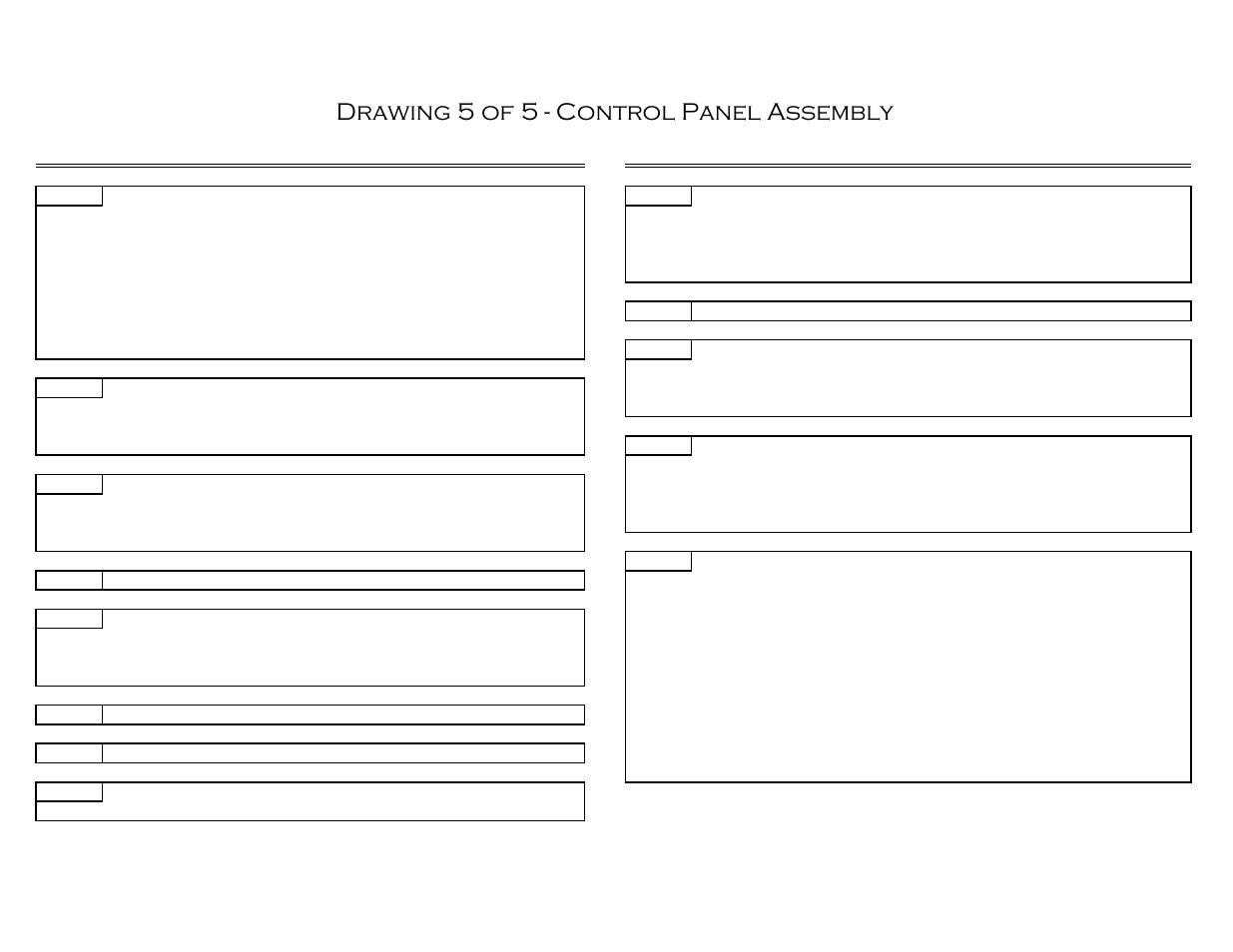 5 of 5 (1), Drawing 5 of 5 - control panel assembly | Castle TSM-35 Serial 60343 and lower Assembly Drawing & Parts User Manual | Page 11 / 12