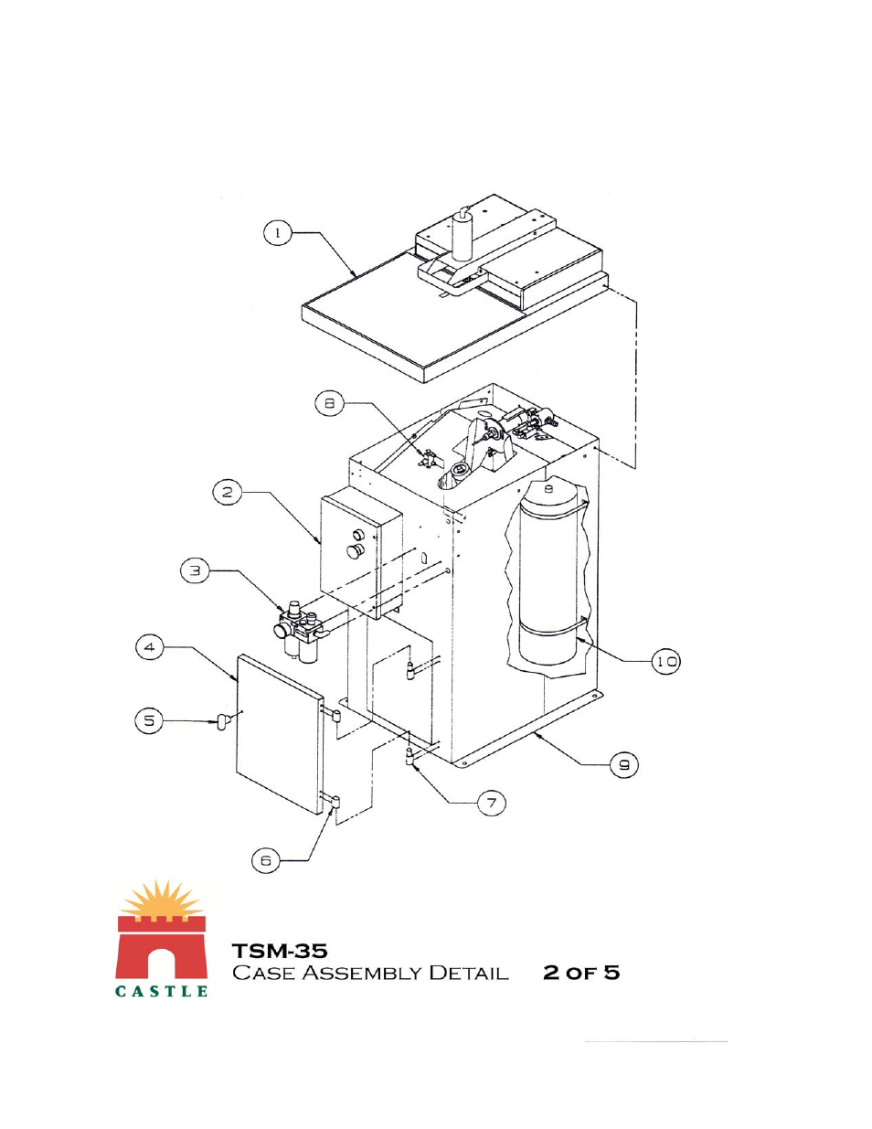 Drawing 2 | Castle TSM-35 Serial 60343 and lower Assembly Drawing & Parts User Manual | Page 3 / 12