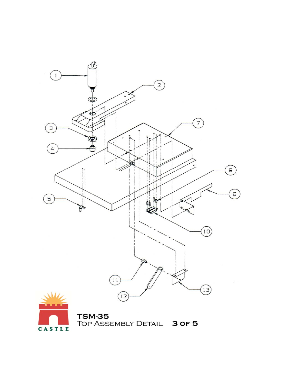 Drawing 3 | Castle TSM-35 Serial 60343 and lower Assembly Drawing & Parts User Manual | Page 5 / 12