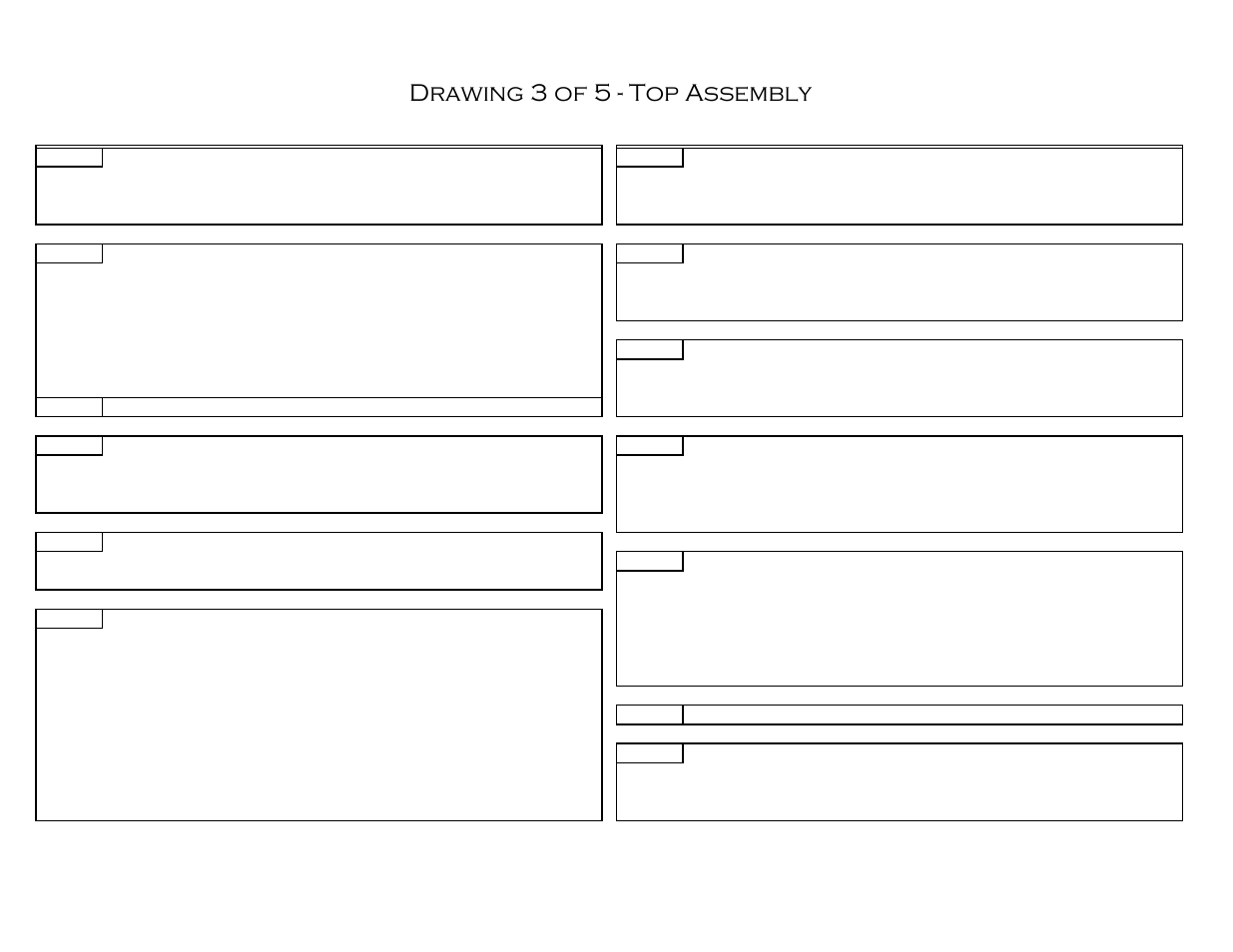 3 of 5, Drawing 3 of 5 - top assembly | Castle TSM-35 Serial 60343 and lower Assembly Drawing & Parts User Manual | Page 6 / 12