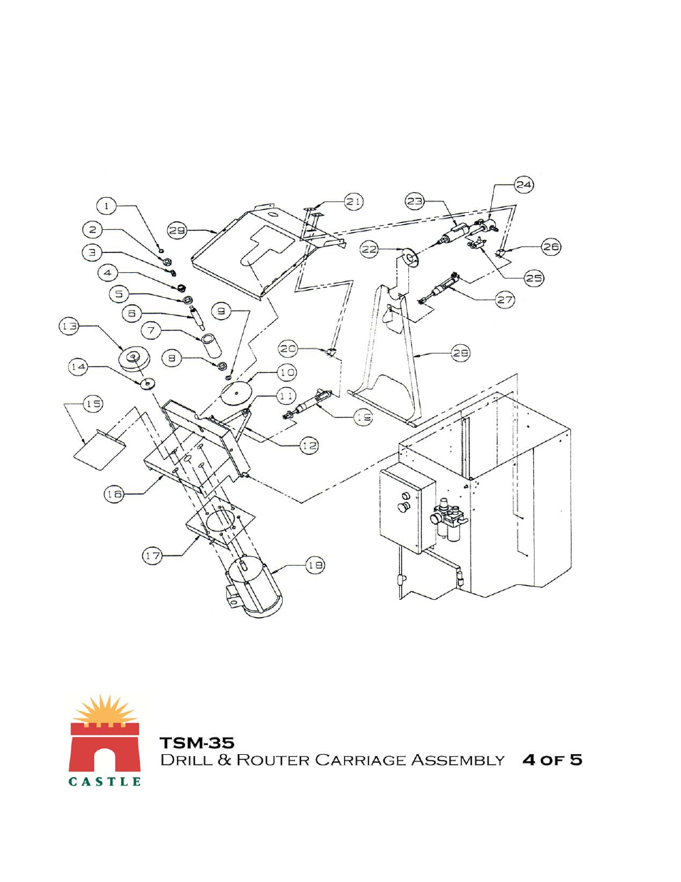Drawing 4 | Castle TSM-35 Serial 60343 and lower Assembly Drawing & Parts User Manual | Page 7 / 12