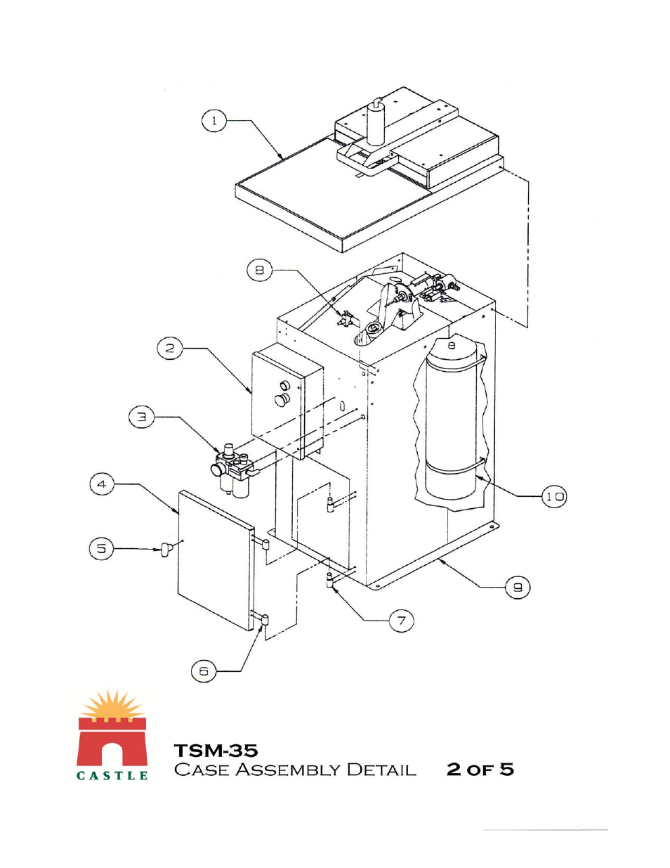 Drawing 2 | Castle TSM-35 Serial 60344 to 61824 Assembly Drawing & Parts User Manual | Page 3 / 13