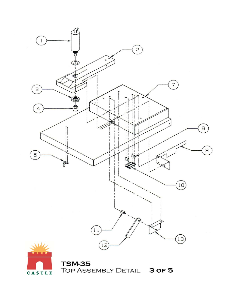 Drawing 3 | Castle TSM-35 Serial 60344 to 61824 Assembly Drawing & Parts User Manual | Page 5 / 13