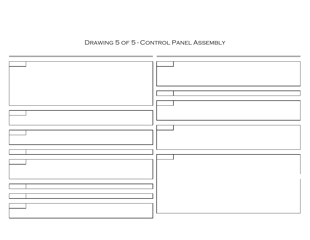 5of5(1), Drawing 5 of 5 - control panel assembly | Castle TSM-35 Serial 61825 and 63657 Assembly Drawing & Parts User Manual | Page 11 / 13