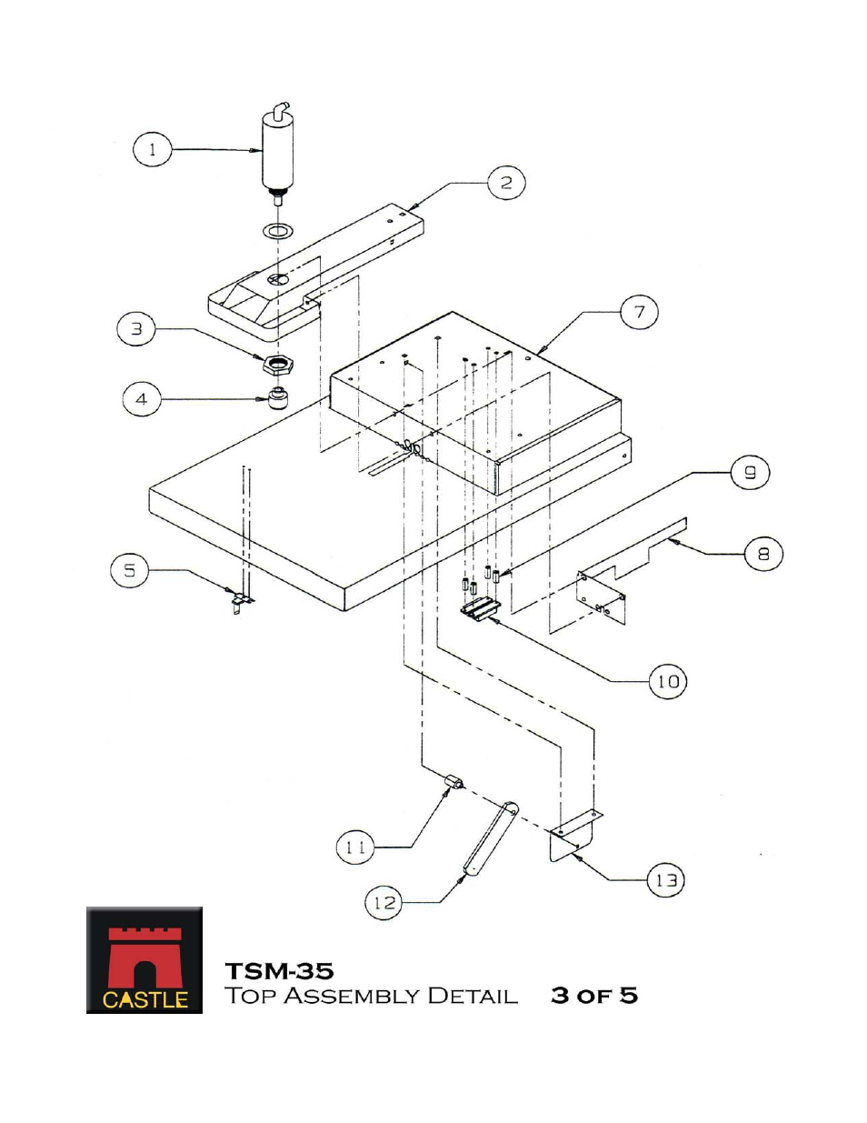 Drawing 3 | Castle TSM-35 Serial 61825 and 63657 Assembly Drawing & Parts User Manual | Page 5 / 13