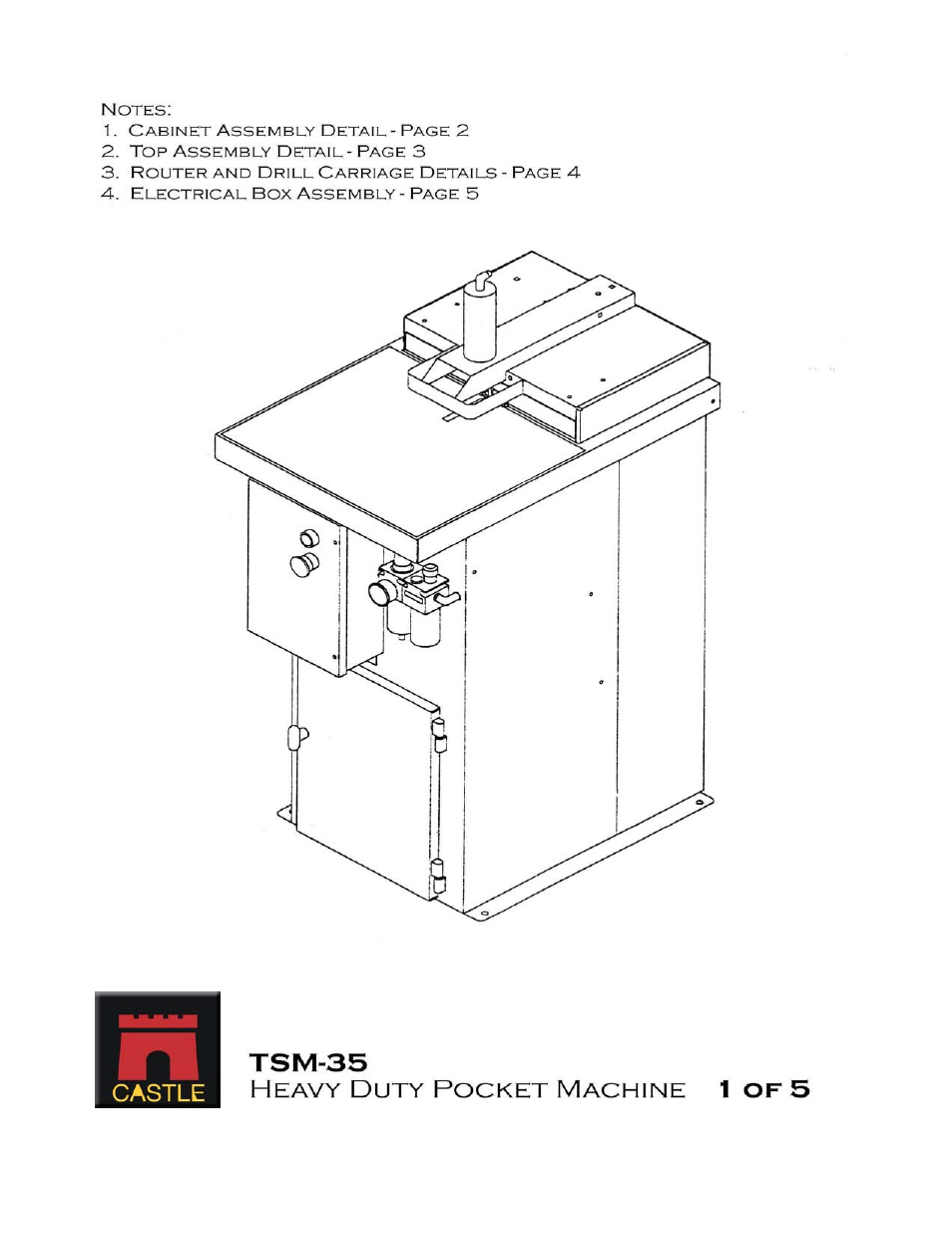 Drawing 1 | Castle TSM-35 Serial 63658 and higher Assembly Drawing & Parts User Manual | Page 2 / 13