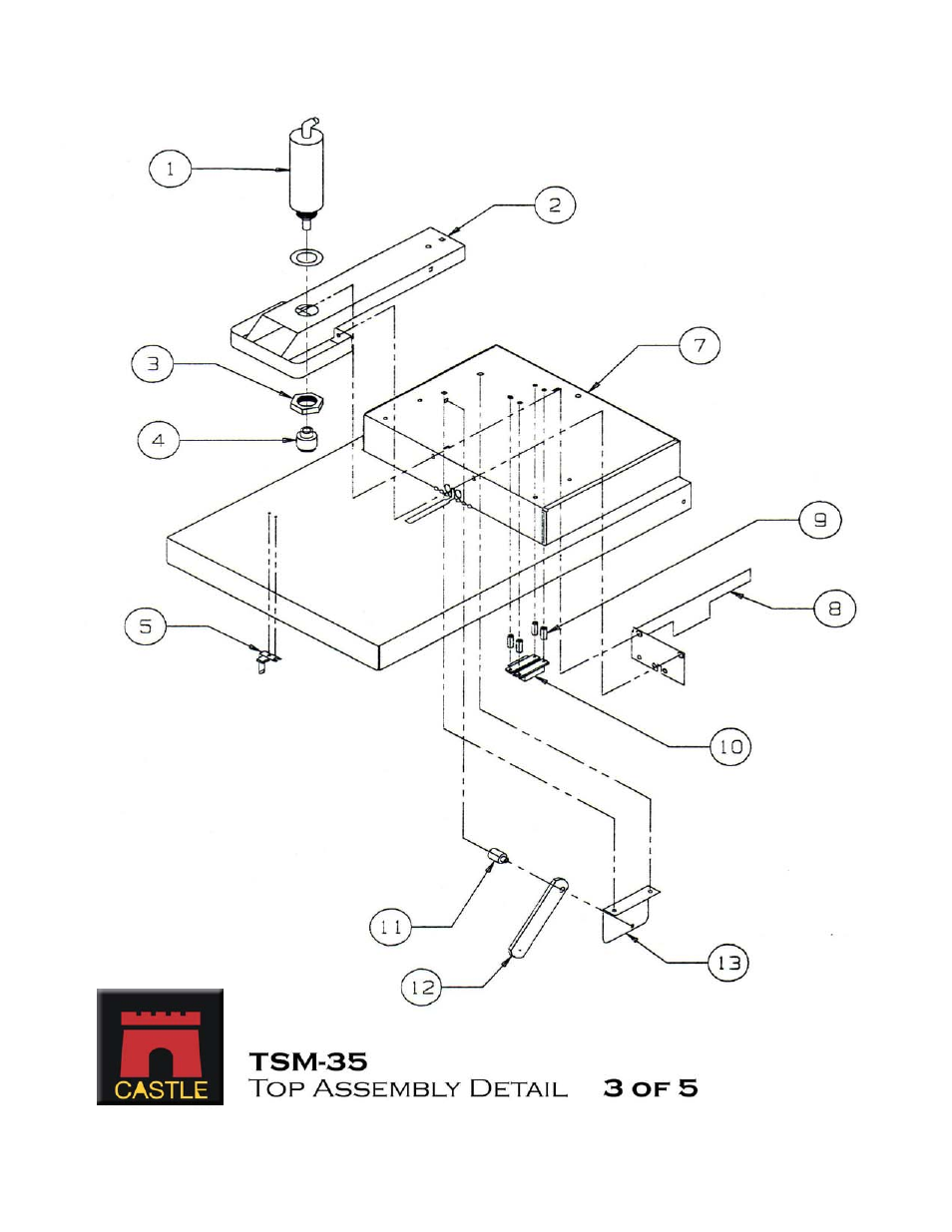 Drawing 3 | Castle TSM-35 Serial 63658 and higher Assembly Drawing & Parts User Manual | Page 5 / 13