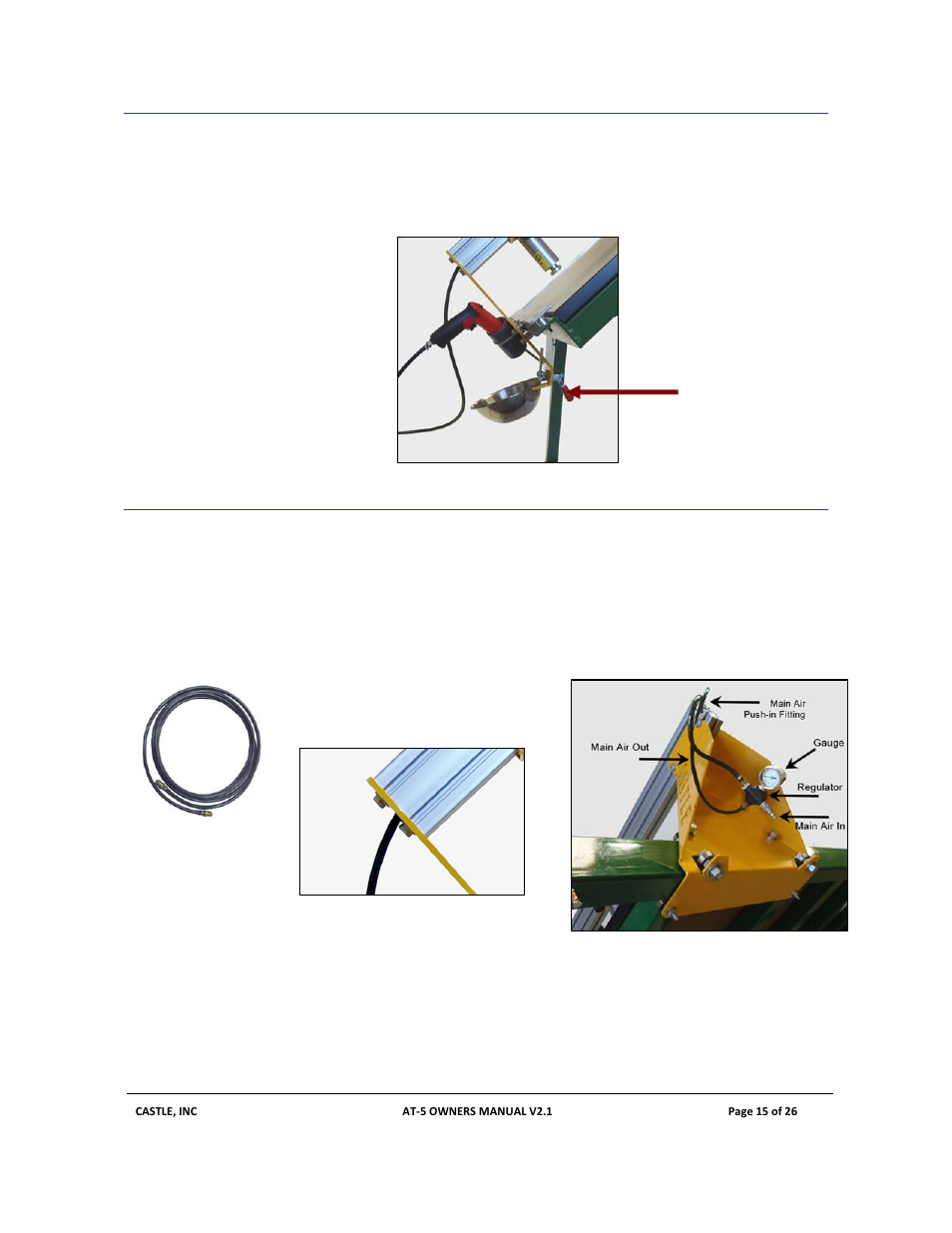 2 screw bowl holder, 3 optional screw gun airline, Crew | Older, Ptional, Irline | Castle AT-5 User Manual | Page 15 / 26