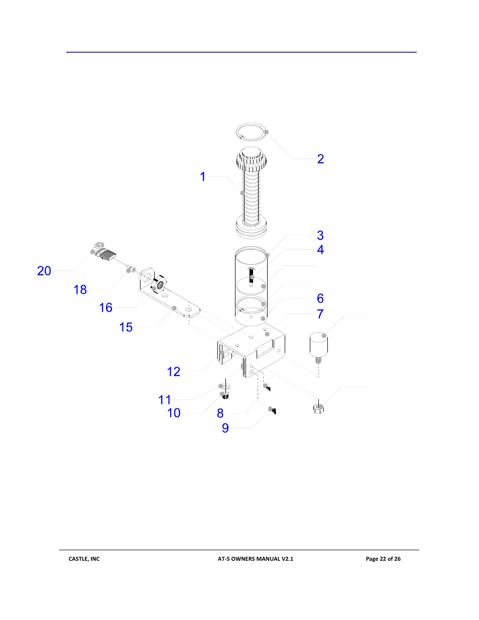7 appendix a – clamp cylinder detail, Appendix a – clamp cylinder detail | Castle AT-5 User Manual | Page 22 / 26