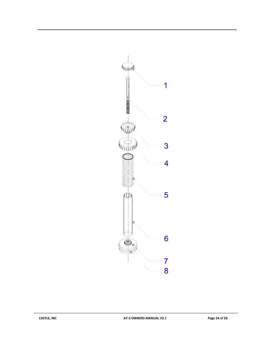 Appendix b – cylinder piston detail, Pp ix b – cylinde etail 8 a end r piston d | Castle AT-5 User Manual | Page 24 / 26