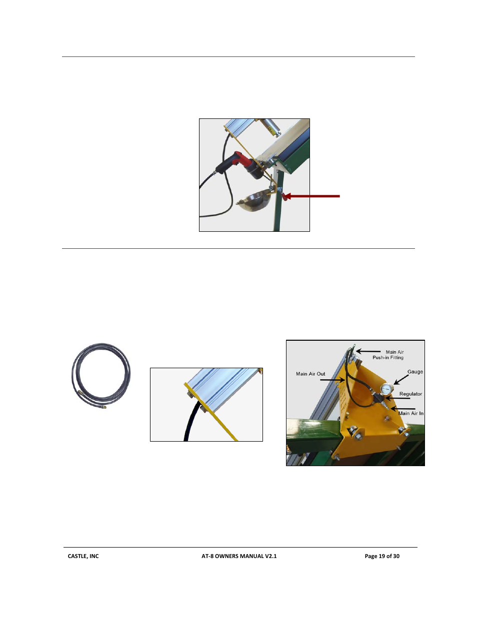 2 screw bowl holder, 3 optional screw gun airline | Castle AT-8 Operator Manual User Manual | Page 19 / 30