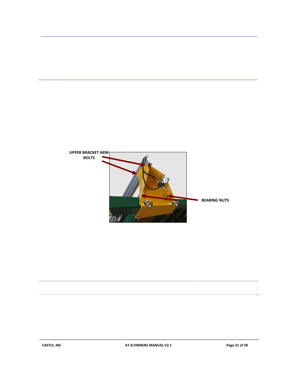 6 trouble shooting guide, 1 adjusting the arm bearings | Castle AT-8 Operator Manual User Manual | Page 21 / 30