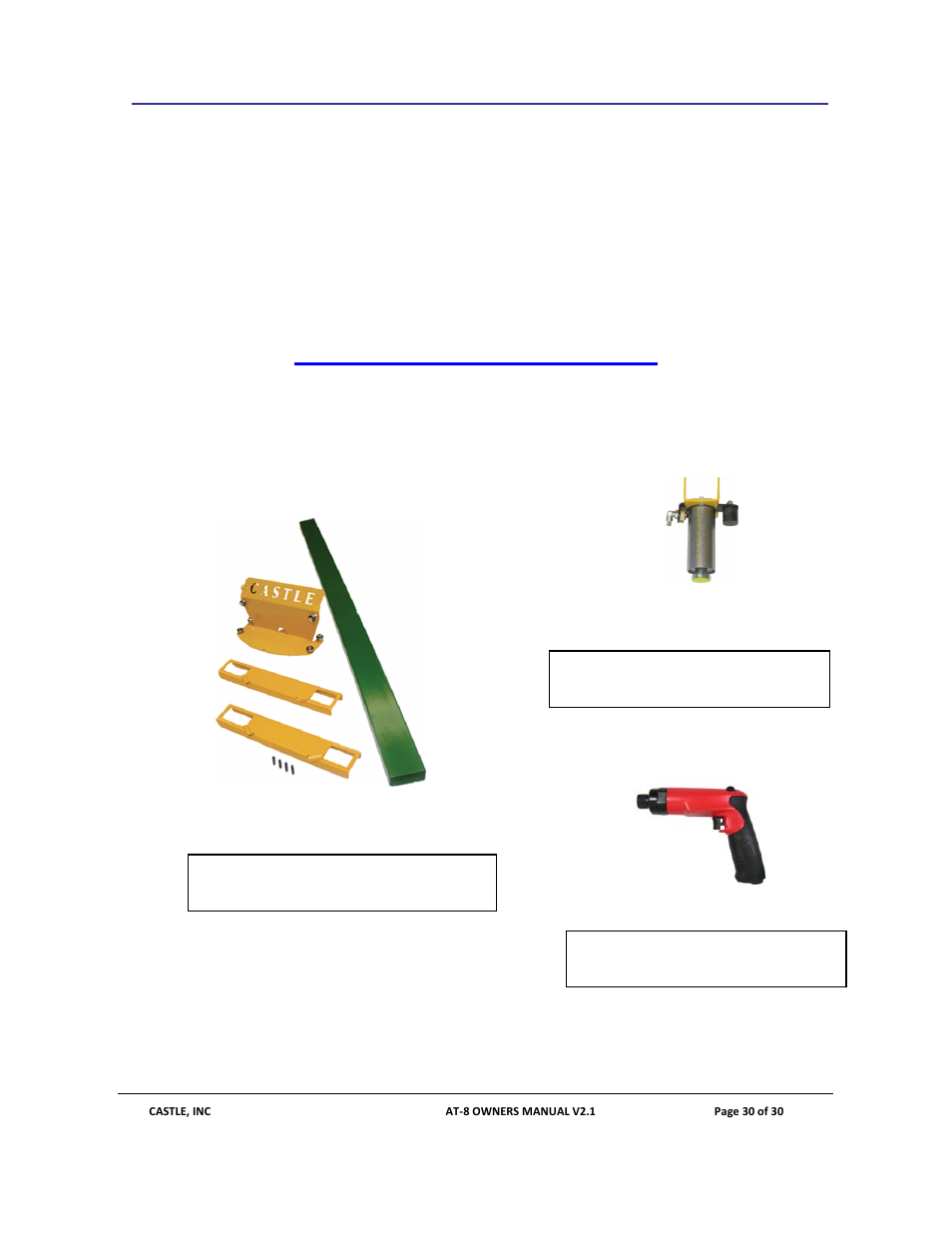 9 appendix c - assembly table accessories | Castle AT-8 Operator Manual User Manual | Page 30 / 30