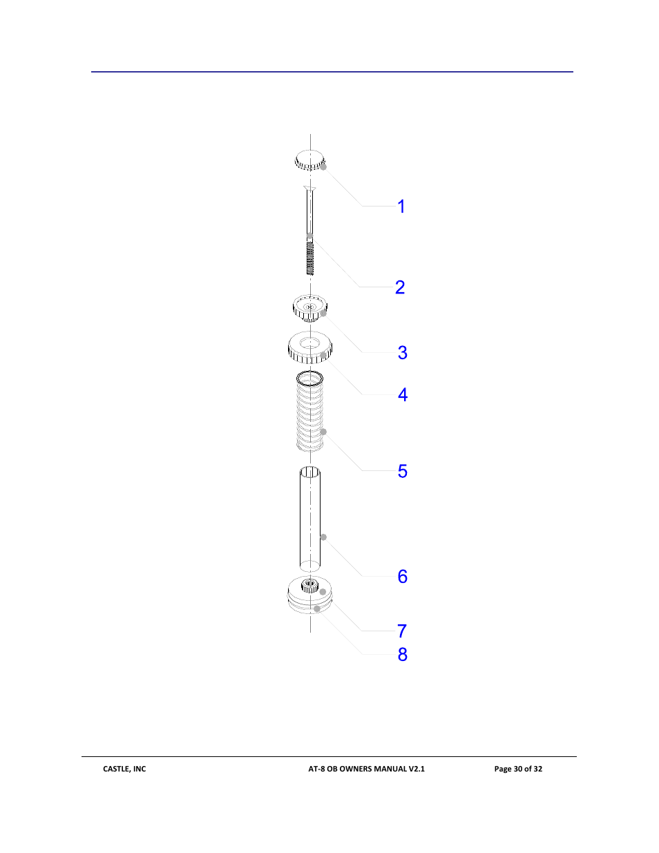 Appendix b – cylinder piston detail, Pp ix b – cylinde etail 8 a end r piston d | Castle AT-8 OB User Manual | Page 30 / 32
