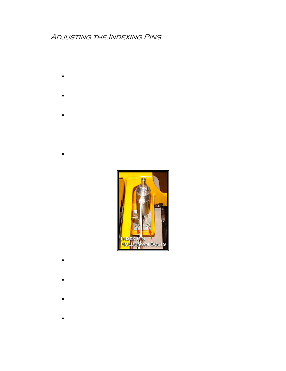 Adjusting the indexing pins | Castle LB-23 Operator Manual User Manual | Page 11 / 26