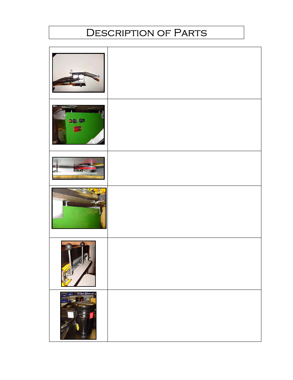 Description of parts | Castle LB-23 Operator Manual User Manual | Page 17 / 26