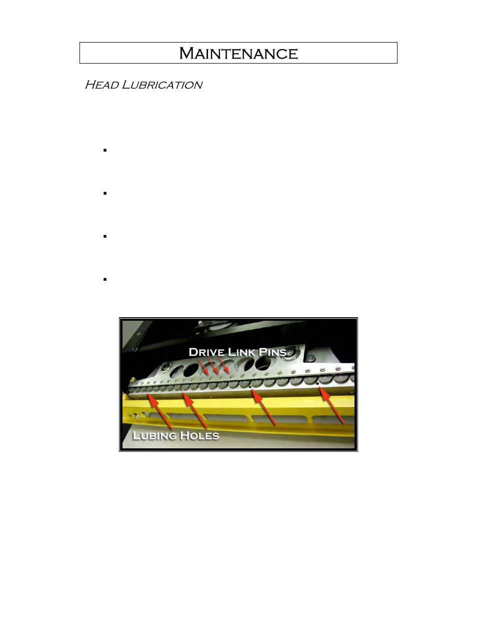 Maintenance, Head lubrication | Castle LB-23 Operator Manual User Manual | Page 19 / 26