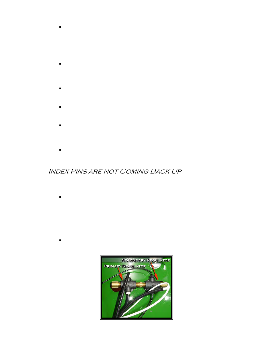 Index pins are not coming back up | Castle LB-23 Operator Manual User Manual | Page 23 / 26