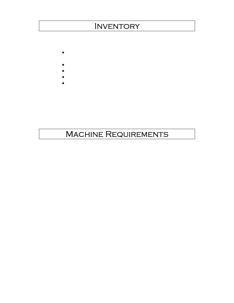 Inventory, Machine requirements | Castle LB-23 Operator Manual User Manual | Page 4 / 26