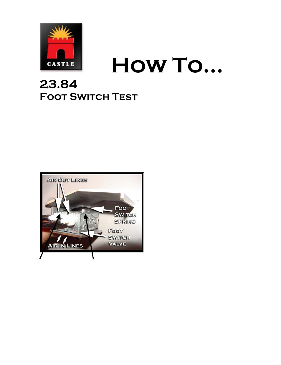 How to, Foot switch test, First valve second valve | Castle LB-23 Diagnostics Manual User Manual | Page 25 / 30