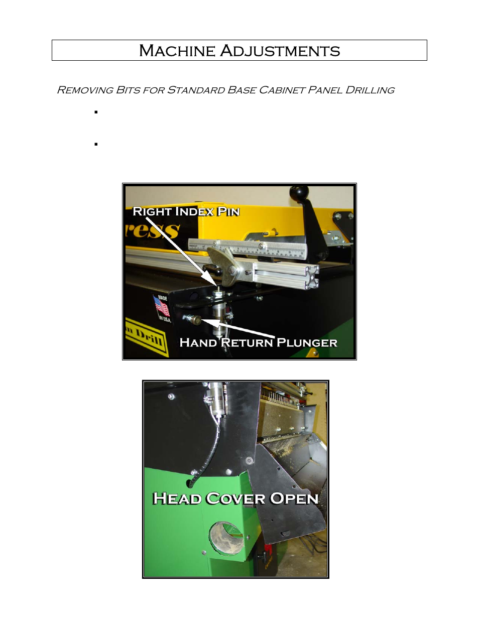 Machine adjustments | Castle 30 Express User Manual | Page 10 / 20