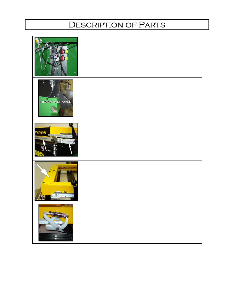 Description of parts | Castle 30 Express User Manual | Page 14 / 20