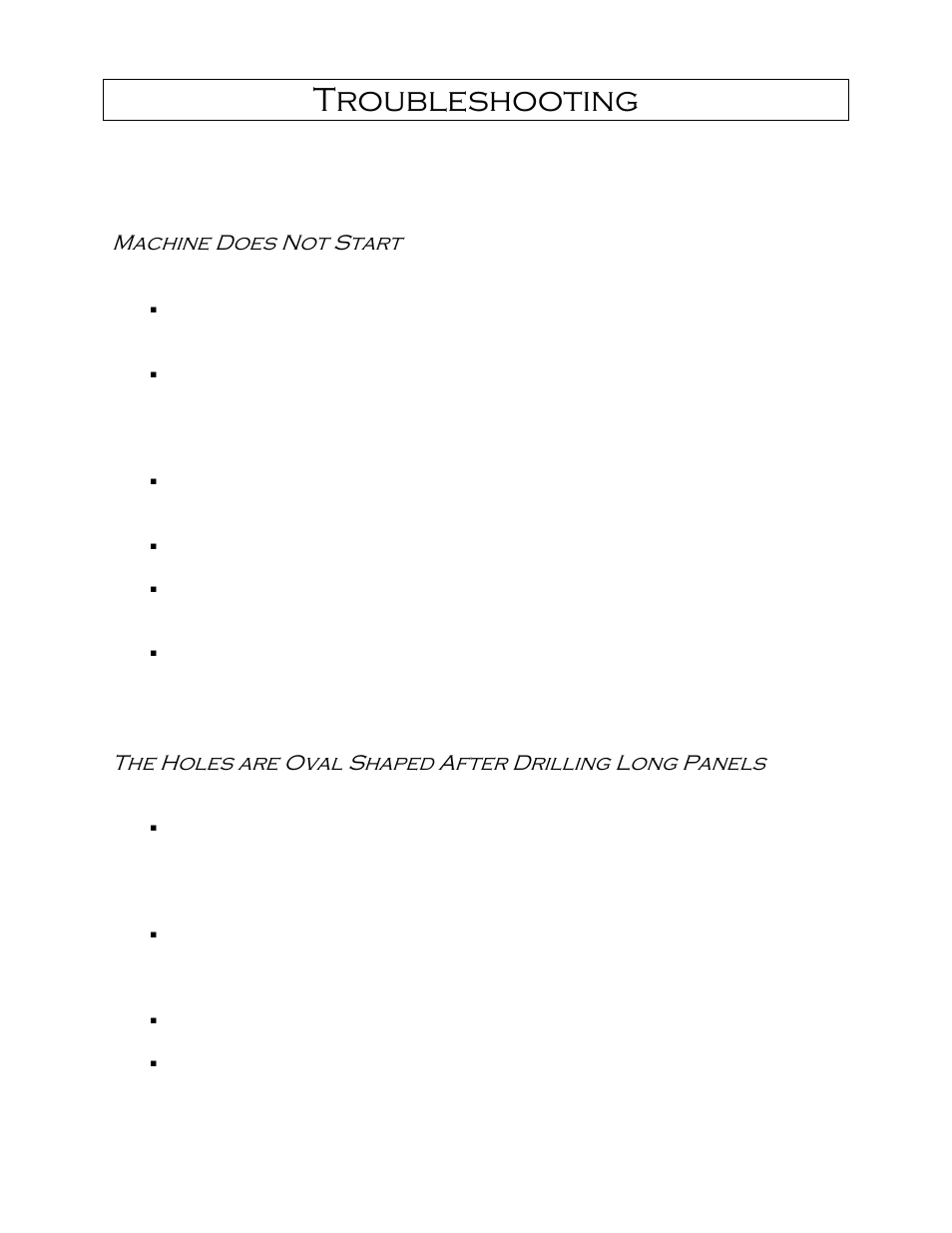 Troubleshooting, Machine does not start | Castle 30 Express User Manual | Page 18 / 20