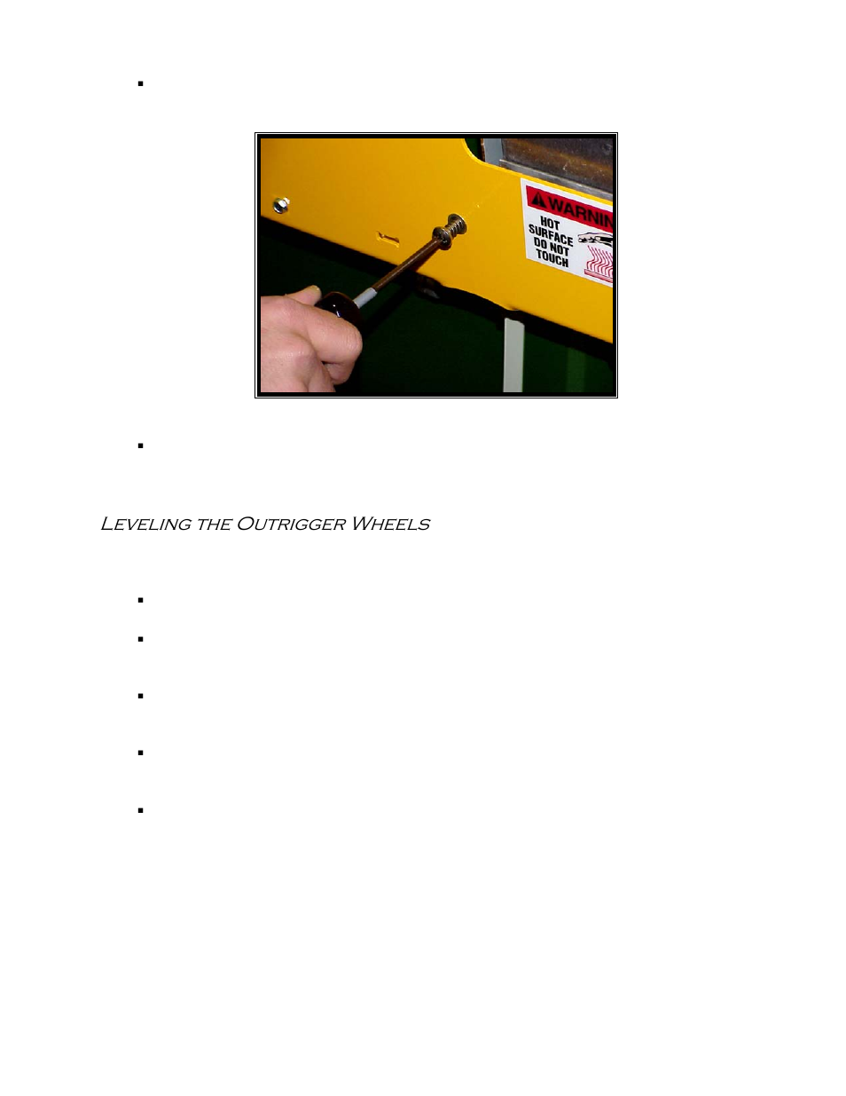 Leveling the outrigger wheels | Castle Equalizer Edgebander User Manual | Page 20 / 28