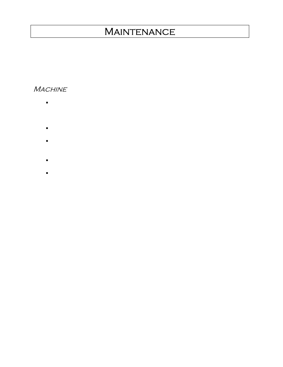 Maintenance, Machine | Castle Equalizer Edgebander User Manual | Page 23 / 28