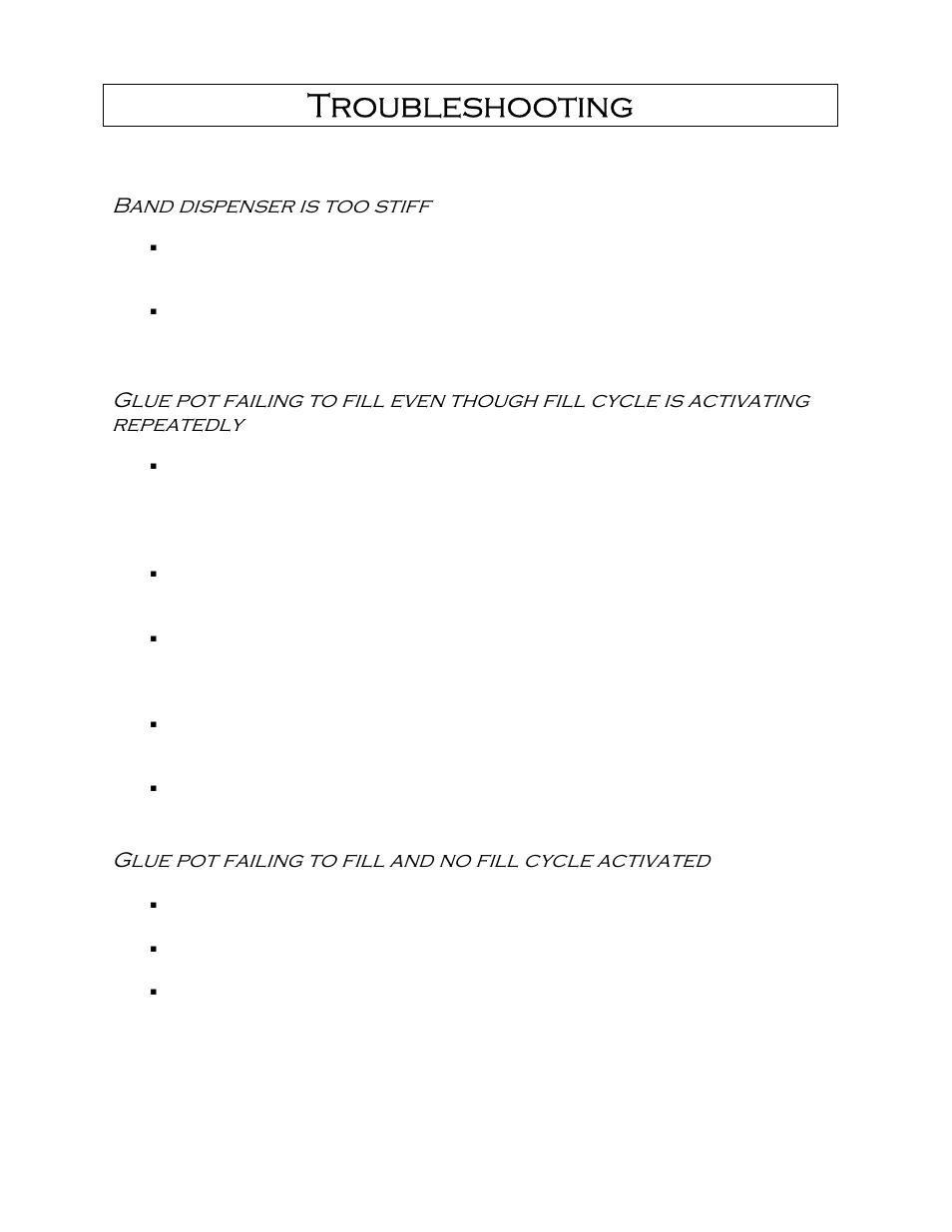 Troubleshooting | Castle Equalizer Edgebander User Manual | Page 24 / 28