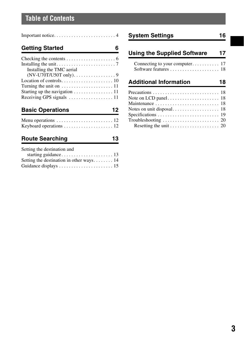 Sony NV-U70T User Manual | Page 3 / 216